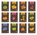 Hand drawn fruits posters set. Royalty Free Stock Photo