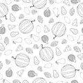 Hand drawn fruits seamless pattern. Healthy food vector background Royalty Free Stock Photo