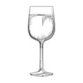 Hand drawn full wine glass sketch. illustration isolated on white background. Engraving style Royalty Free Stock Photo