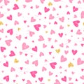 Hand drawn fun background with hearts - colorful seamless pattern, great for trendy textiles, banners, wrapping - vector design Royalty Free Stock Photo