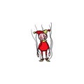 Doll clown buffoon in red clothing and cap vector illustration