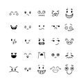 Hand drawn funny smiley faces. Kawaii style. Sketched facial expressions set. Emoji icons. Collection of cartoon emotional Royalty Free Stock Photo