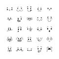 Hand drawn funny smiley faces. Sketched facial expressions set. Collection of cartoon emotional characters. Emoji icons. Happy Royalty Free Stock Photo