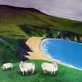 Oil painting Sheep on the beach by artist Anastasiia Popova