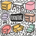 hand drawn furniture doodle set