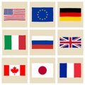 Hand drawn G8 flags