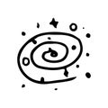 Hand Drawn galaxy doodle. Sketch style icon. Decoration element. Isolated on white background. Flat design. Vector illustration Royalty Free Stock Photo