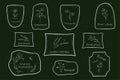 Hand-drawn garden and flower labels. White chalk on solid background Royalty Free Stock Photo