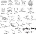 Hand drawn garden tools, doodles