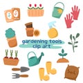 Hand drawn gardening tools collection Royalty Free Stock Photo