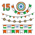 Hand-drawn garlands for Indian Independence Day Royalty Free Stock Photo