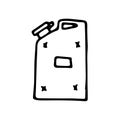 Hand drawn gasoline jerrycan, canister doodle icon. Hand drawn b