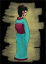 Hand drawn geisha vector illustration Royalty Free Stock Photo