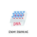 Hand drawn genome sequencing illustration. Human dna research technology symbols. Nano technology concept made in vector. Human