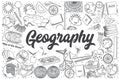 Hand drawn geography vector doodle set. Royalty Free Stock Photo