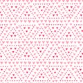 Hand drawn geometric hearts seamless pattern, valentine`s day backdrop with cute doodle heart - great for textiles, banners, Royalty Free Stock Photo