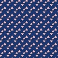 Hand drawn geometric triangle seamless pattern on blue background. Creative scribble shapes wallpaper