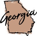 Hand Drawn Georgia State Sketch Royalty Free Stock Photo