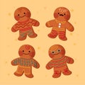 hand drawn gingerbread man cookie collection Royalty Free Stock Photo