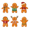 Cute Merry Christmas gingerbread man cookies collection Royalty Free Stock Photo