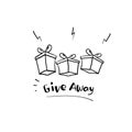 Hand drawn Giveaway for promo in social network, advertizing of giving present, like or repost isolated icon vector. Business