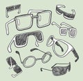 Hand drawn glasses doodles