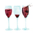 Hand drawn glasses of red wine Royalty Free Stock Photo