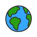 Hand drawn globe cartoon, Earth planet doodle sketch Royalty Free Stock Photo