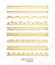 Hand drawn gold borders collection. Decorative elements for your design. Vector set