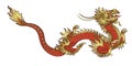 Hand drawn golden Chinese dragon