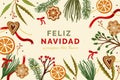 hand drawn golden feliz navidad vector design illustration