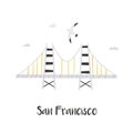 Hand drawn Golden Gate Bridge in San Francisco Royalty Free Stock Photo