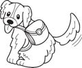 Hand Drawn Golden retriever Dog with backpack illustration in doodle style Royalty Free Stock Photo