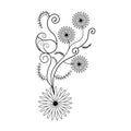 Magnolia flowers drawing with line-art on white backgrounds Royalty Free Stock Photo