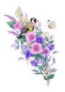 Goldfinch, Butterflies and Wildflowers Bouquet