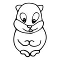 Hand drawn gopher. Cartoon gopher outline doodle style. Vector transparent illustration isolated on white background. Decoration