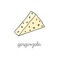 Hand drawn gorgonzola cheese.