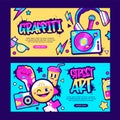 Hand drawn graffiti elements banner set