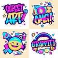 Hand drawn graffiti elements composition set