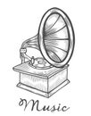 Hand drawn gramophone