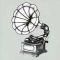 Hand drawn gramophone isolated on background Royalty Free Stock Photo