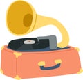 Hand Drawn Gramophone Vinyl Recorder Royalty Free Stock Photo