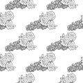 Hand drawn grapes seamless pattern. Bunch of grapes on white background Royalty Free Stock Photo