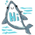 Hand drawn graphic design with shark and inscription - Hi. Vector illustration Royalty Free Stock Photo