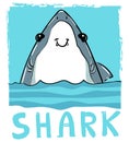 Hand drawn graphic design with shark and inscription - Shark. Vector illustration Royalty Free Stock Photo