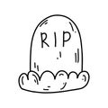 Hand drawn grave doodle icon. Halloween cartoon element, vector sketch illustration, line art for web design, icon