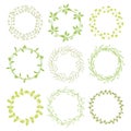 Hand drawn green floral wreaths