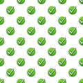 Hand drawn green icon pattern on white backdrop. Checkmark right vector icon. Hand drawn Royalty Free Stock Photo