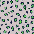 Hand-drawn green neon and dark blue animalistic, brindle seamless pattern on gray background. Print, packaging, passport, statione