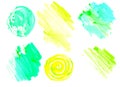Hand drawn green and yellow watercolor banner. Grunge brush paint abstract texture. Can be used for headline, logo and